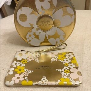 Marc Jacobs Gold and Yellow Clutch with Floral Design